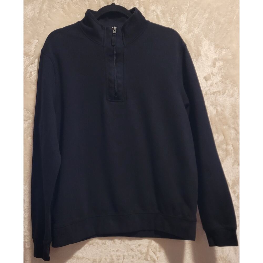 Men's Copper & Oak Supply Cotton Blend Quarter Zip Black Sweater Size XL